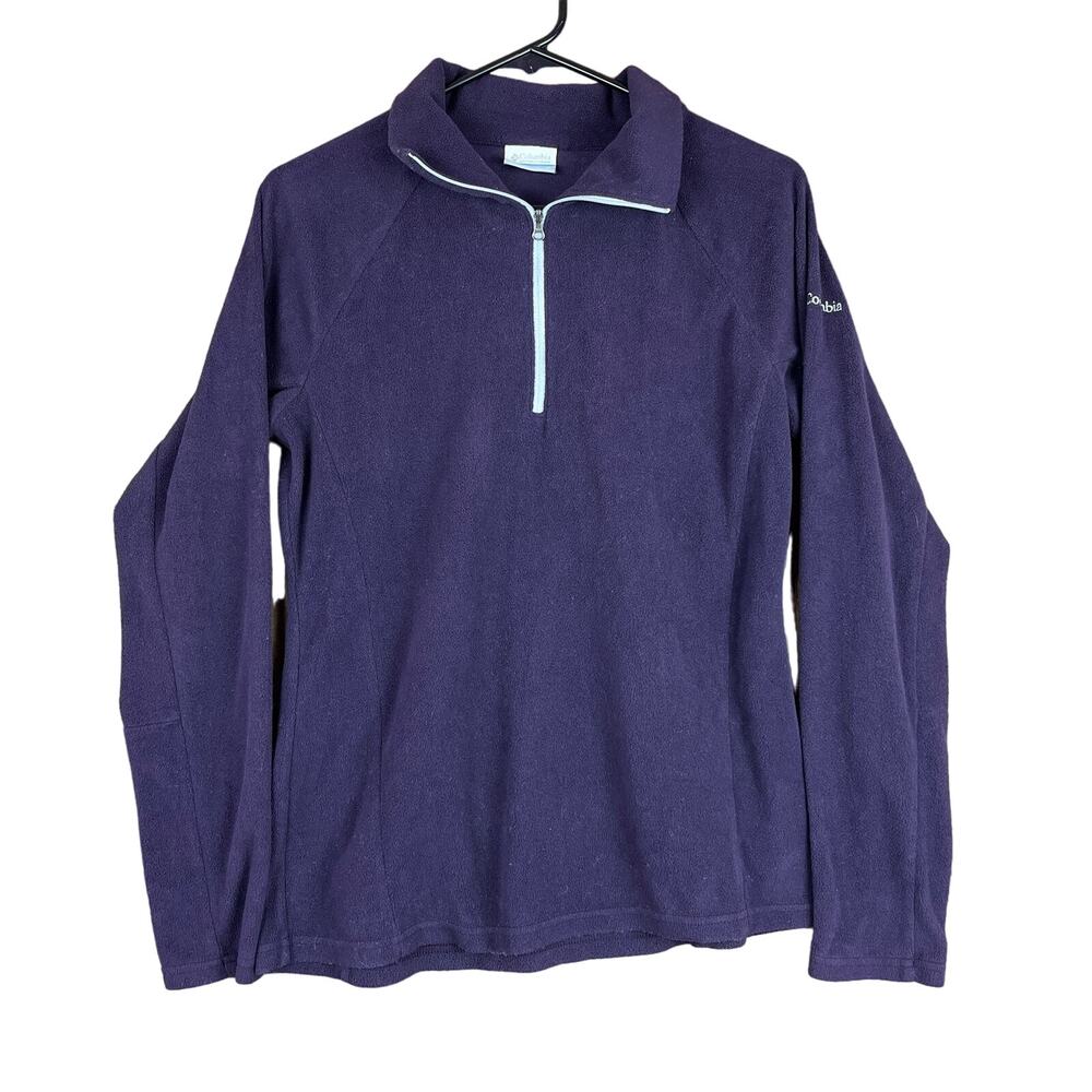 Columbia Womens Fleece Quarter Zip Purple Lightweight Pullover Polyester Medium